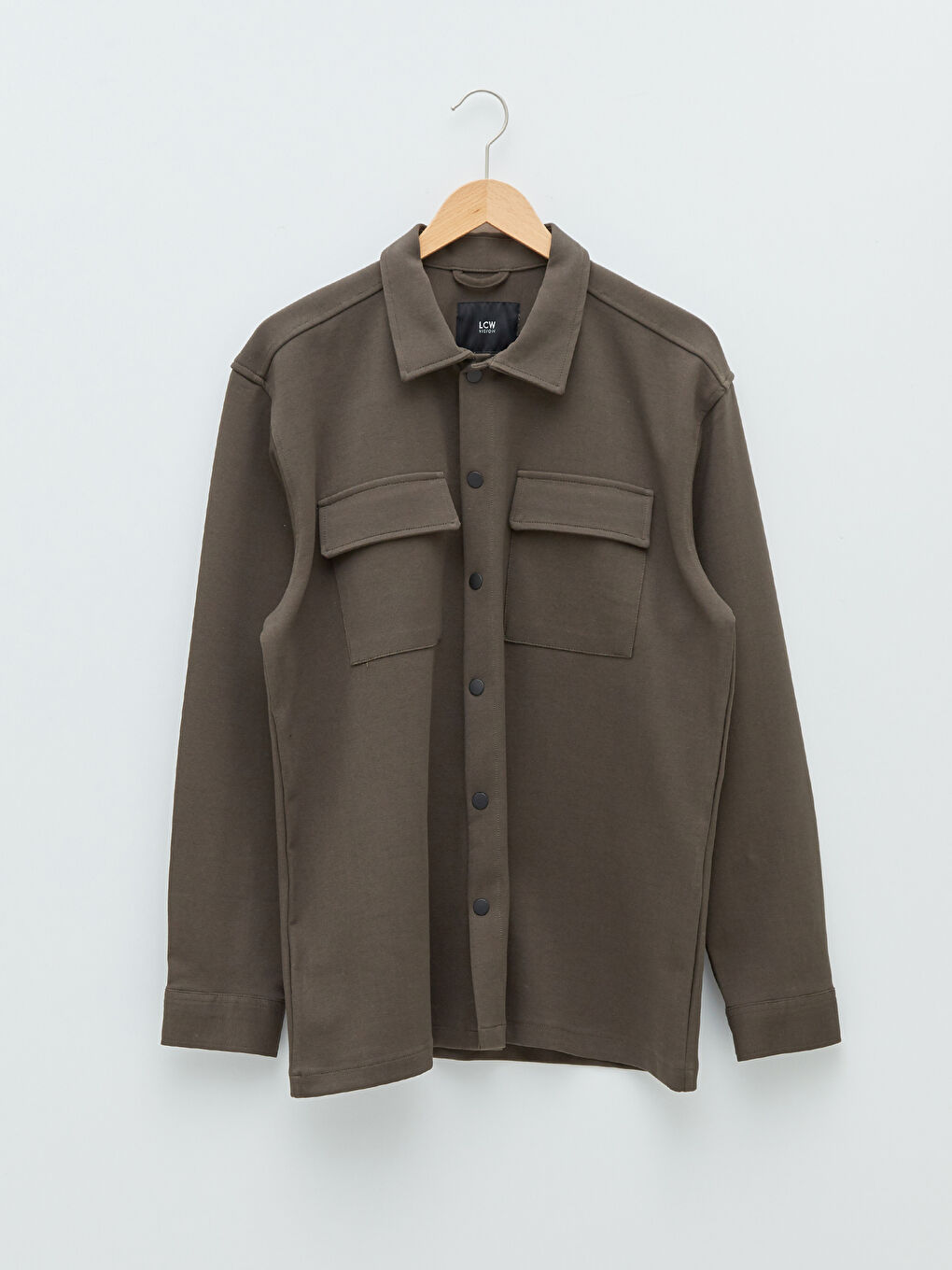 Haki Rahat Kalıp Uzun Kollu Erkek Gömlek Ceket-5