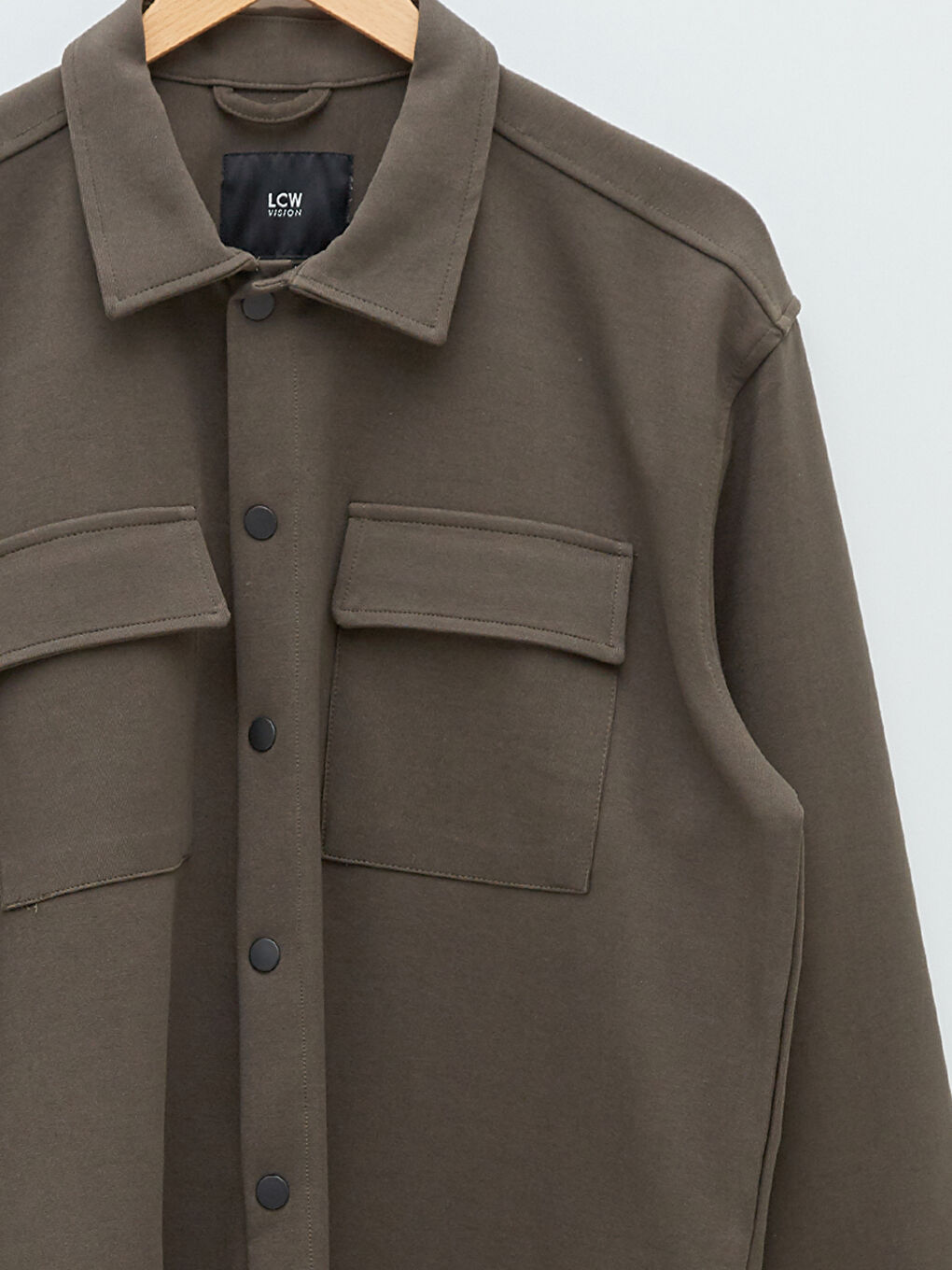 Haki Rahat Kalıp Uzun Kollu Erkek Gömlek Ceket-7