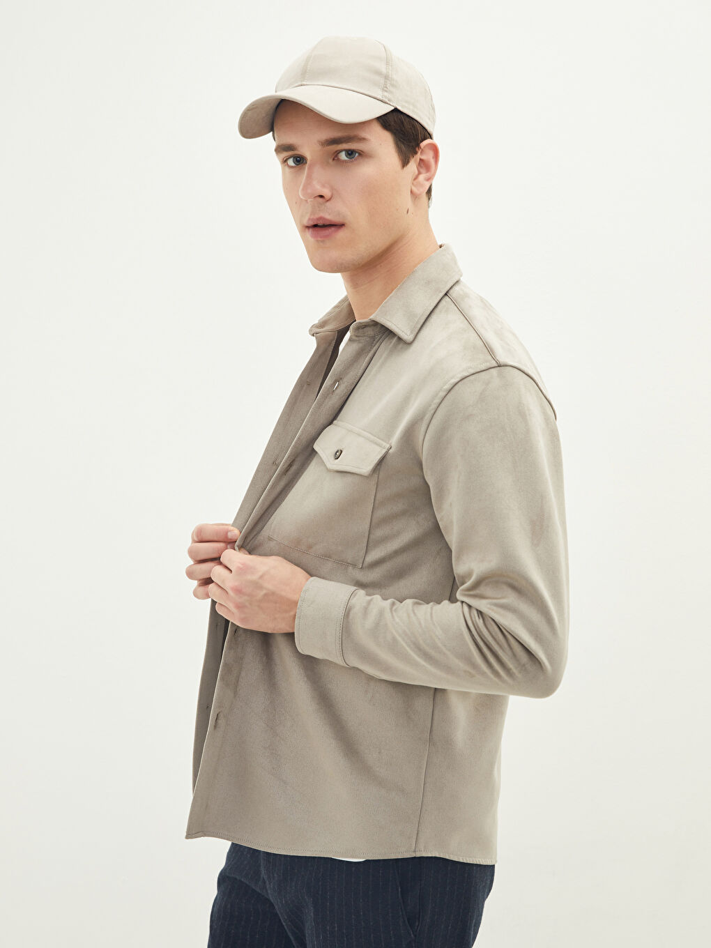 LCW Vision Comfortable Fit Suede Men's Shirt Jacket -W13336Z8-CSK