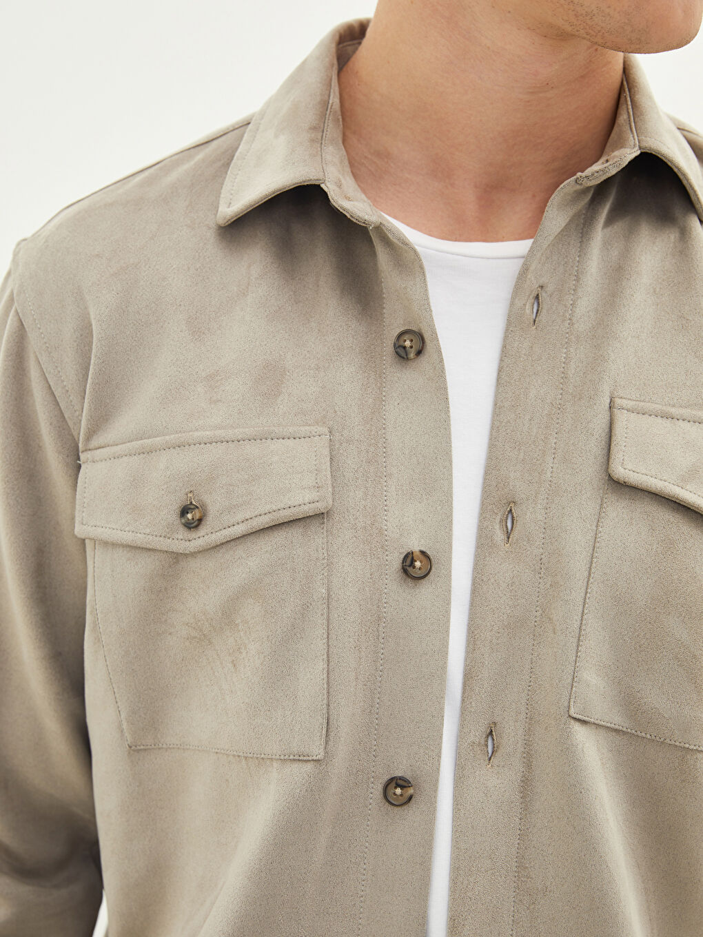 LCW Vision Comfortable Fit Suede Men's Shirt Jacket -W13336Z8-CSK