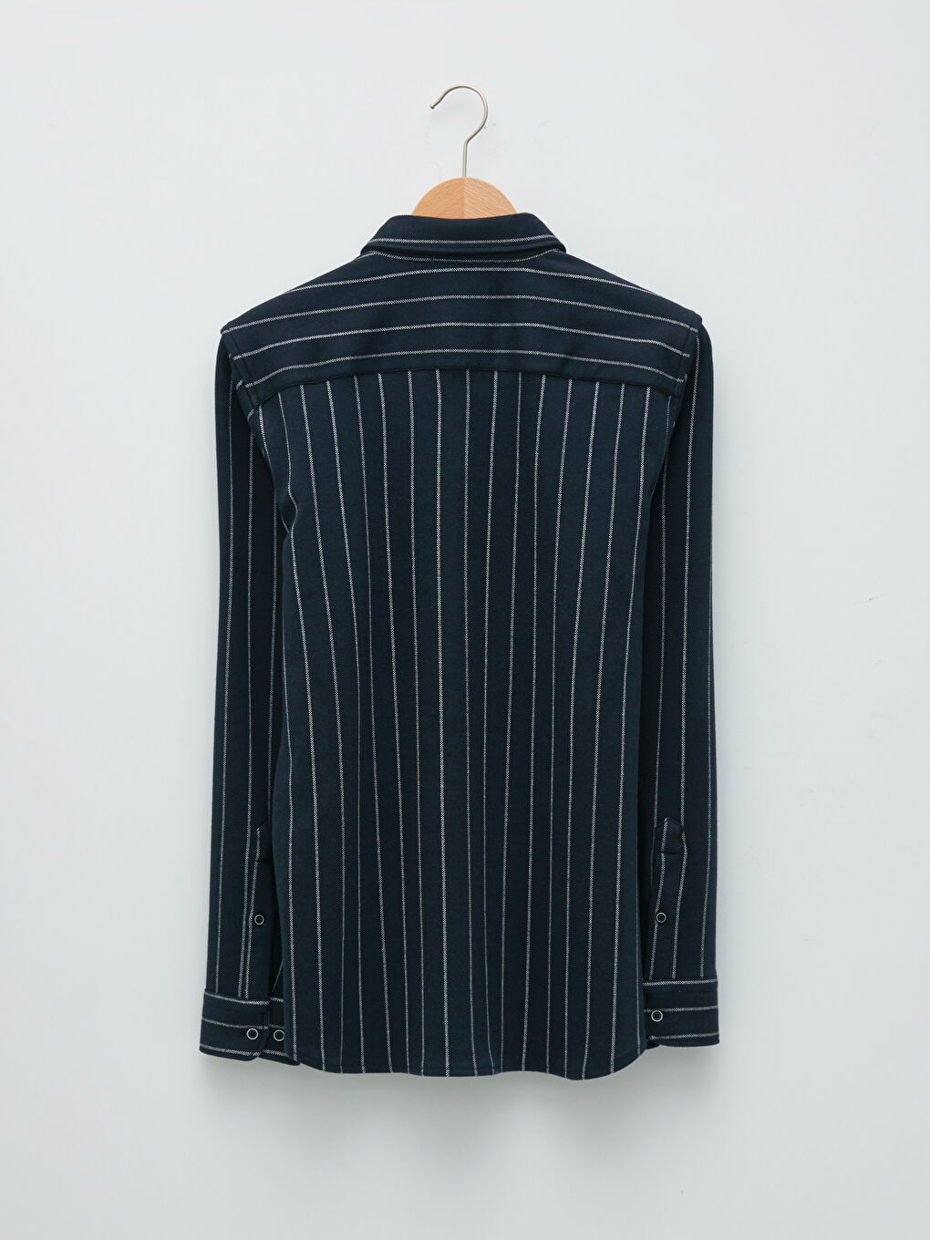 Lacivert Slim Fit Uzun Kollu Çizgili Erkek Gömlek-6