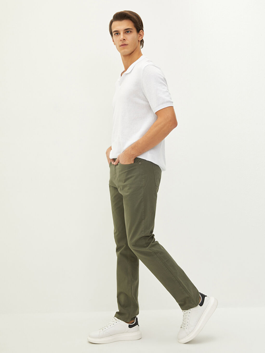 بنطلون تشينو جبردين رفيع - للرجال-1