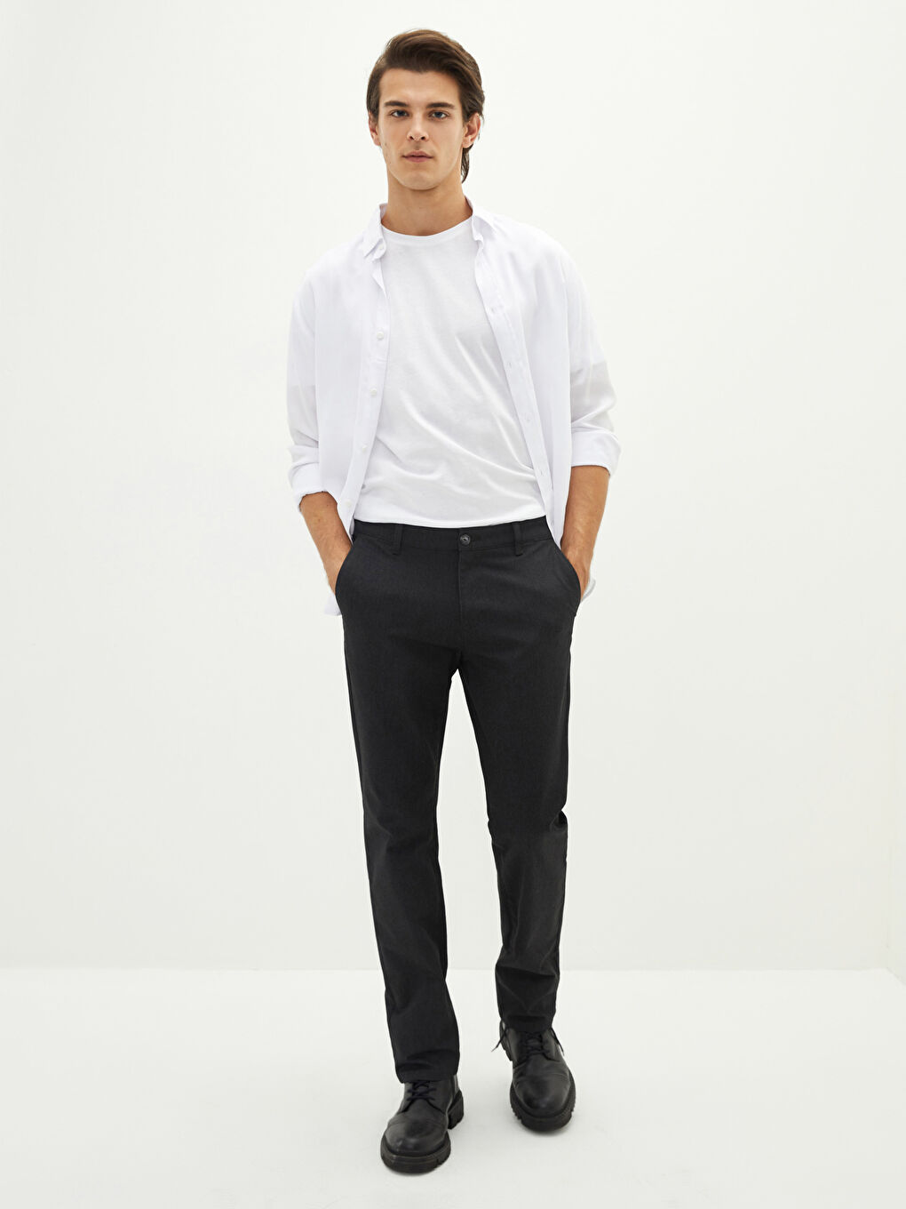 Antrasit Standart Kalıp Gabardin Erkek Chino Pantolon