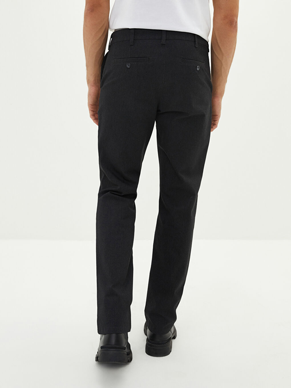 Antrasit Standart Kalıp Gabardin Erkek Chino Pantolon-4