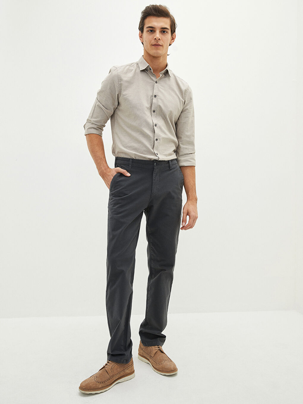 Standard Fit Gabardine Men's Chino Trousers