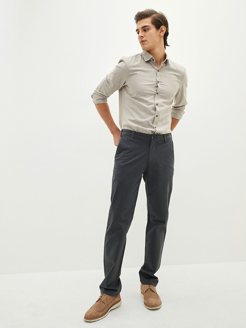 Standard Fit Gabardine Men's Chino Trousers-1