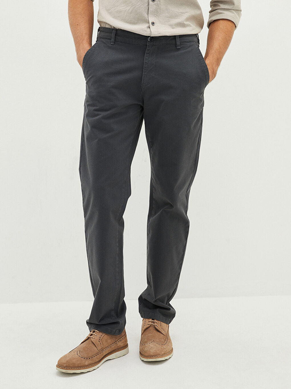 Standard Fit Gabardine Men's Chino Trousers-2