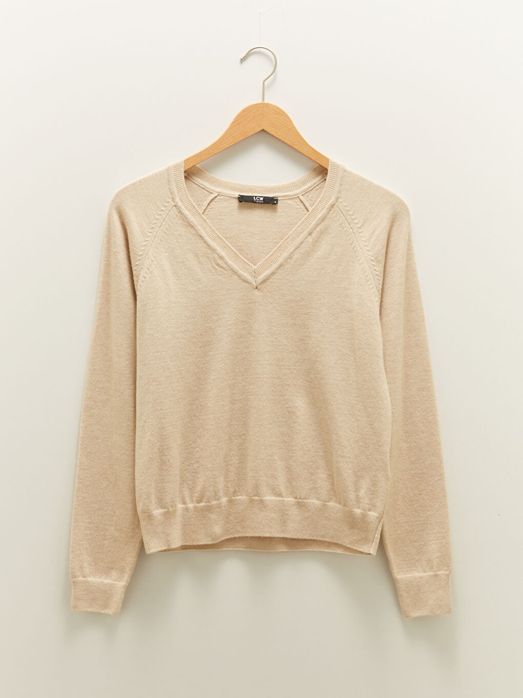 V Neck Plain Long Sleeve Women's Knitwear Sweater-5