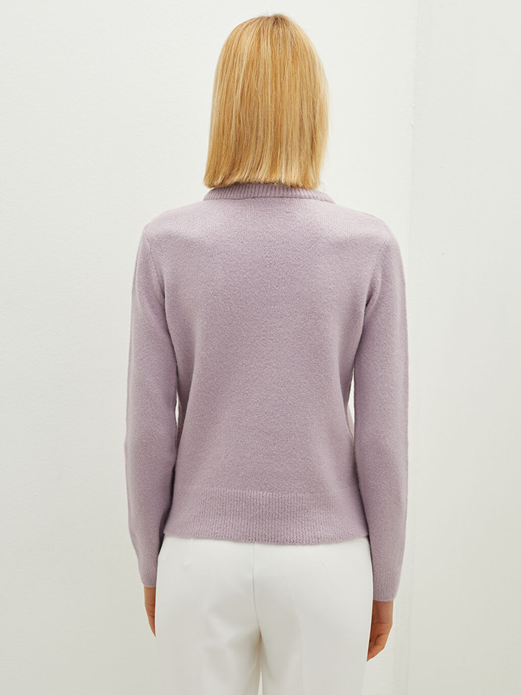 Свитер Женский Трикотажный С Длинным Рукавом С Вышивкой И Воротником-стойкой-4