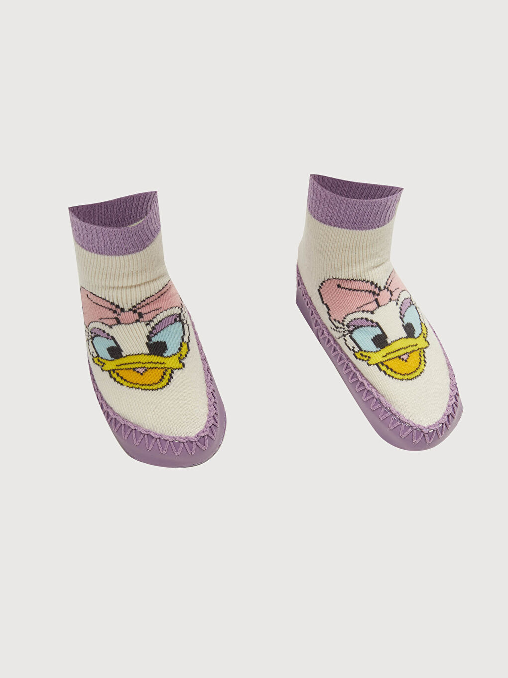 Chaussettes De Maison Bébé Fille Imprimées Canard Marguerite-1