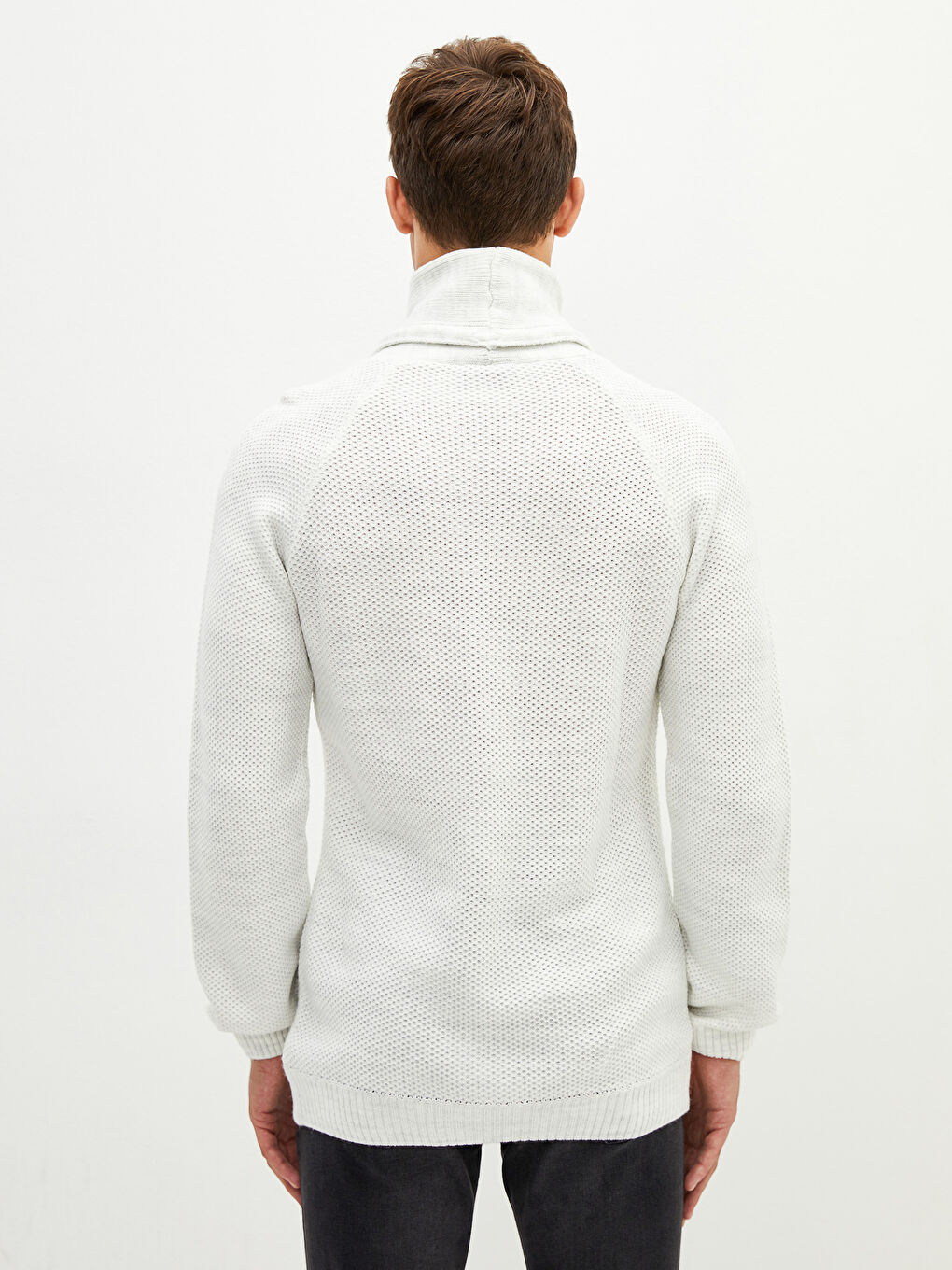 هودي ياقة قمعية كم طويل سترة تريكو للرجال-4