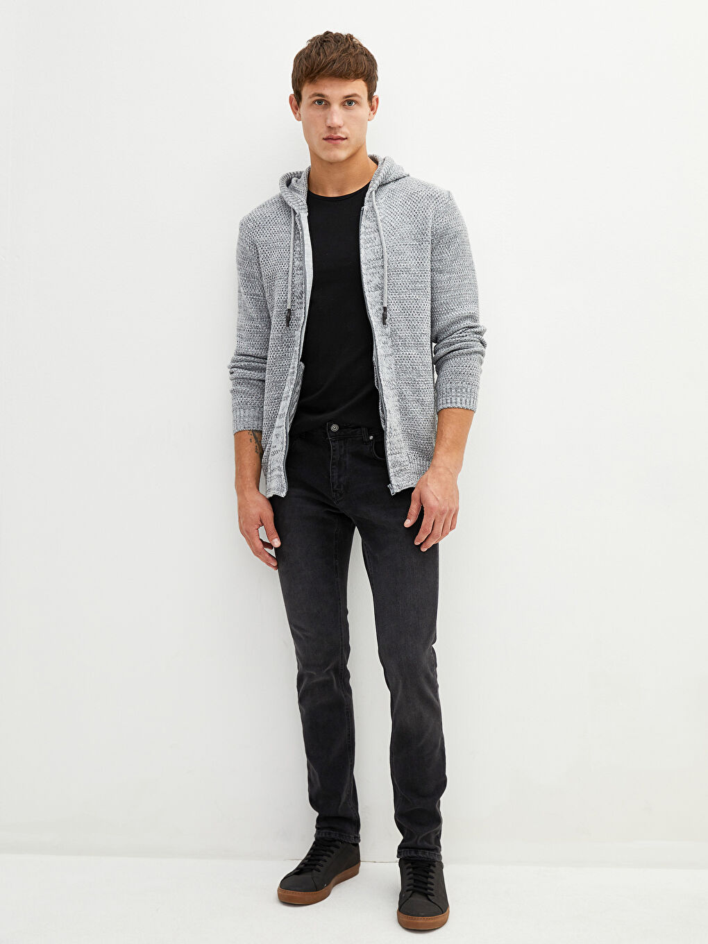 Hooded Long Sleeve Men's Knitwear Cardigan-7