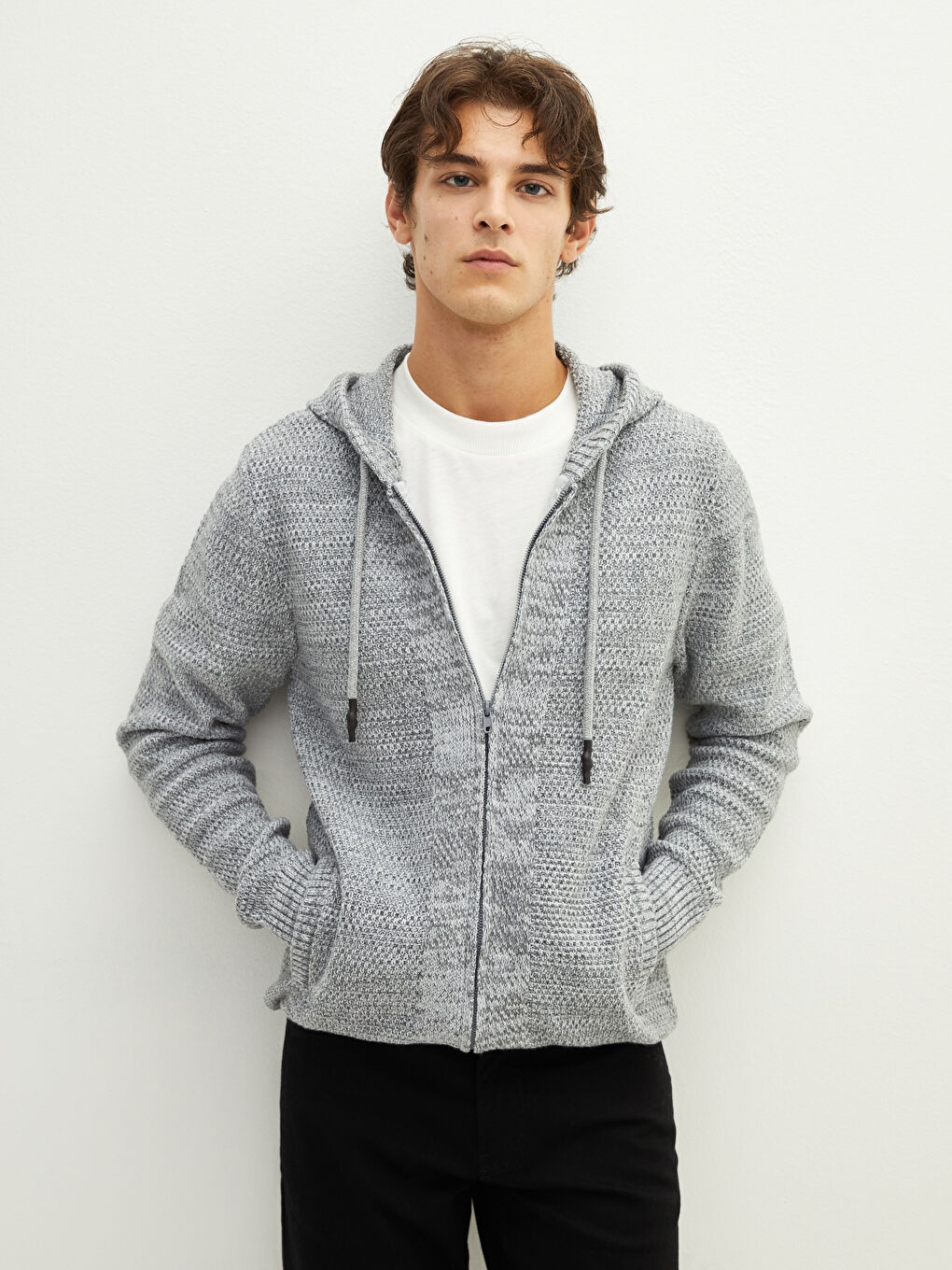 Hooded Long Sleeve Men's Knitwear Cardigan-2