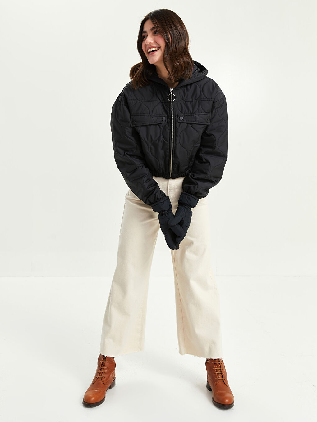 Siyah Kadın Kar Eldiveni-1