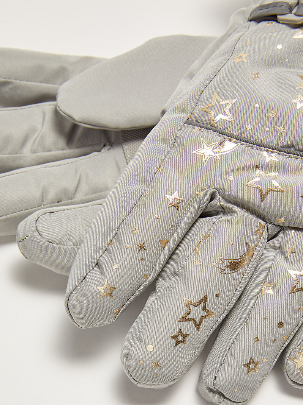 LC Waikiki Girl's Sparkling Star Printed Plush Detailed Snow Gloves -W13486Z4-998