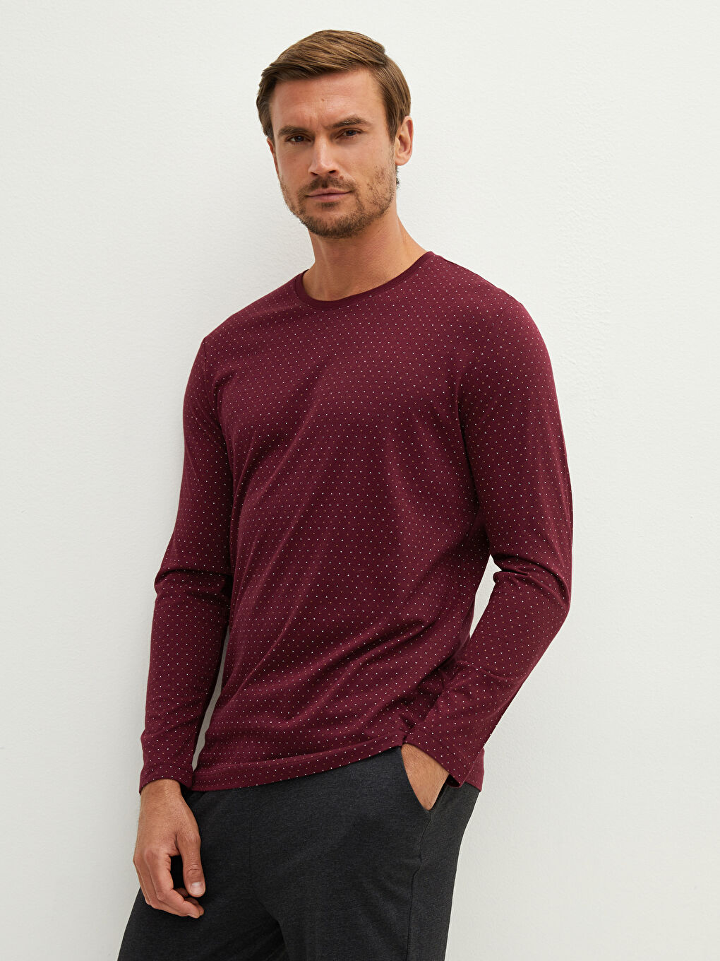 Bordo Standart Kalıp Erkek Pijama Takımı-2