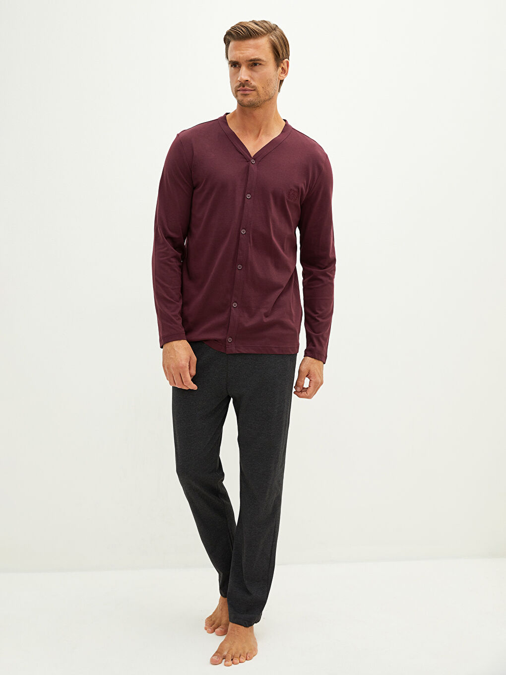 Kırmızı Standart Kalıp Erkek Pijama Takımı-1