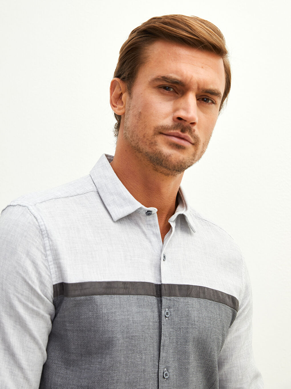 LCW Vision Slim Fit Uzun Kollu Desenli Erkek Gömlek -W13525Z8-CUZ