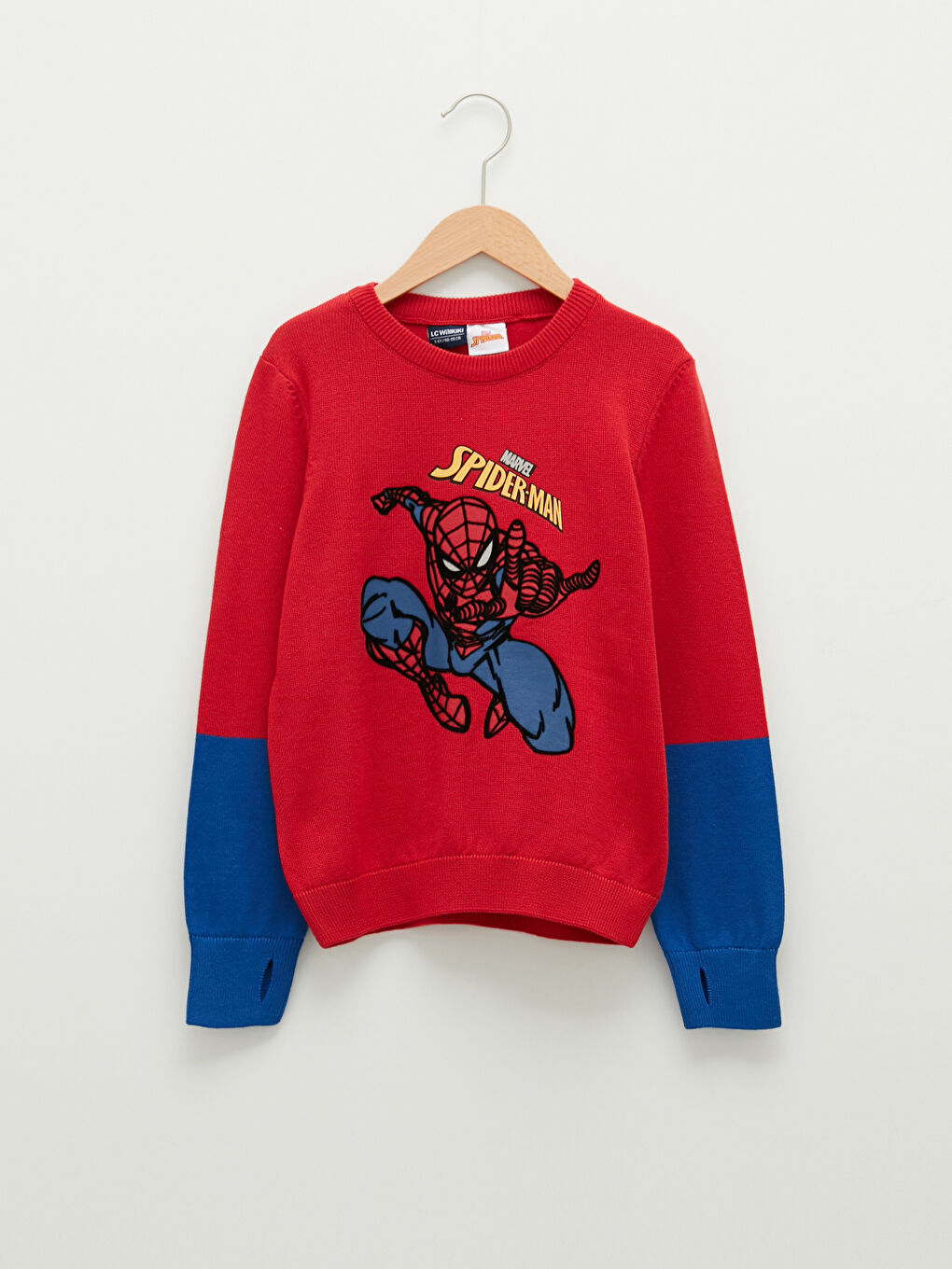 LCW Kids Crew Neck Spiderman Printed Long Sleeve Boy Thin Knitwear Sweater -W13553Z4-HJY