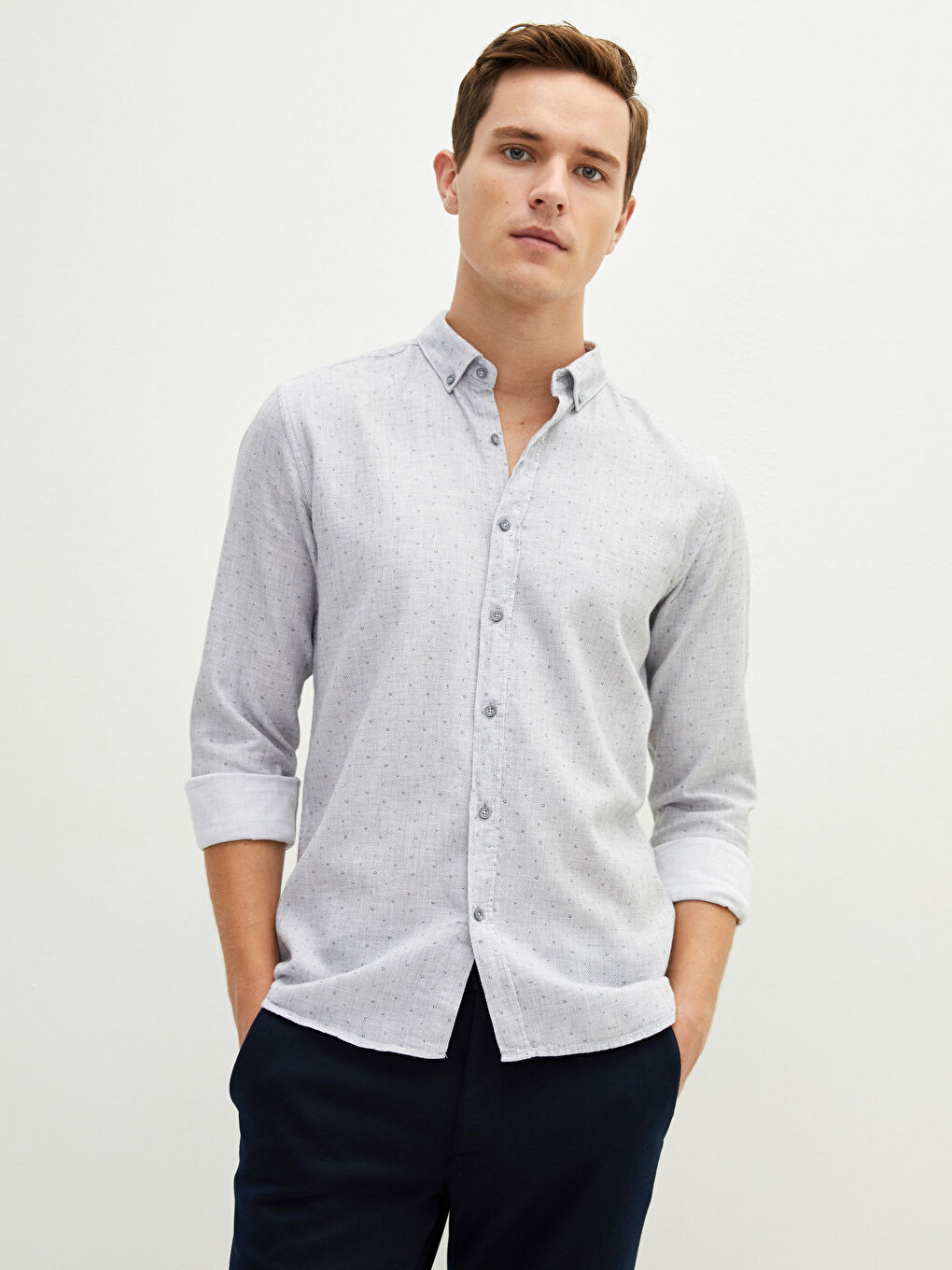 LCW Vision Slim Fit Long Sleeve Patterned Men's Shirt -W13559Z8-CUZ