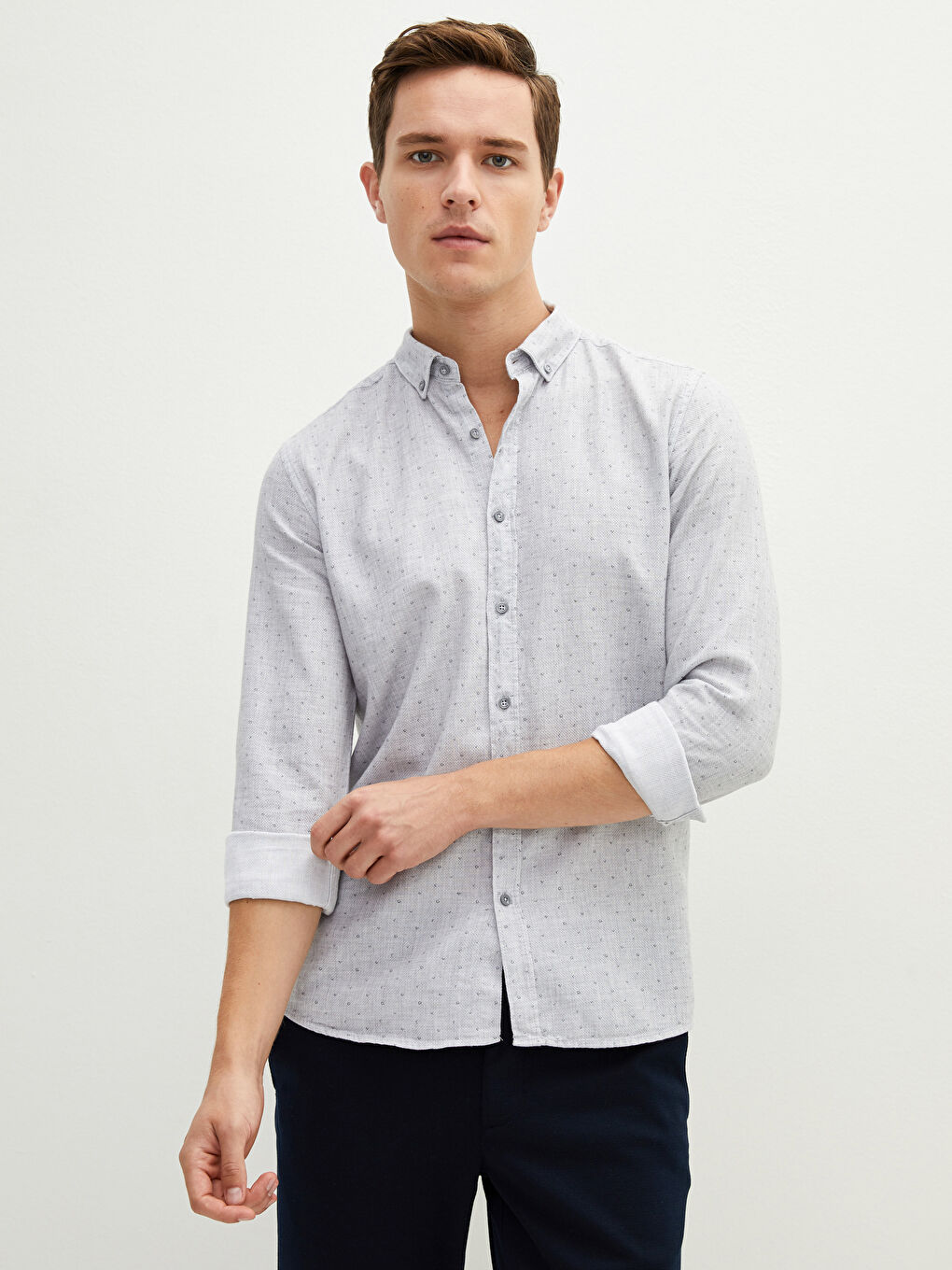 LCW Vision Slim Fit Long Sleeve Patterned Men's Shirt -W13559Z8-CUZ