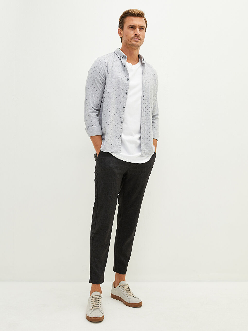 Slim Fit Long Sleeve Patterned Men's Shirt-3