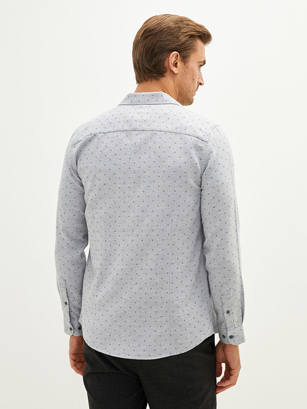 Slim Fit Long Sleeve Patterned Men's Shirt-4