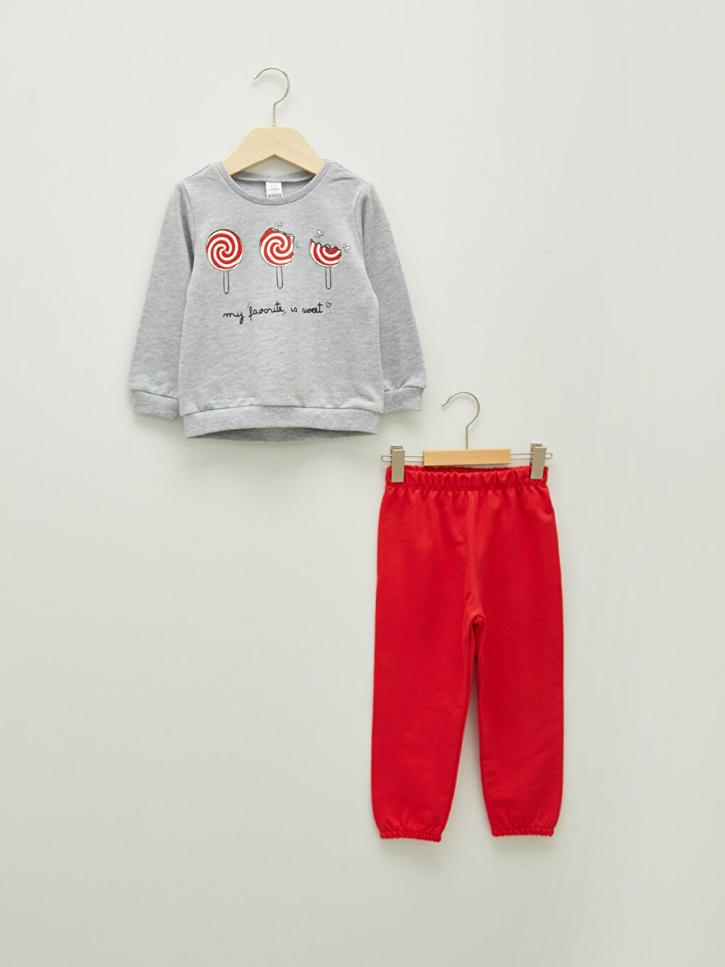 Crew Neck Long Sleeve Printed Baby Girl Sweatshirt and Jogger Sweatpants 2-Pack