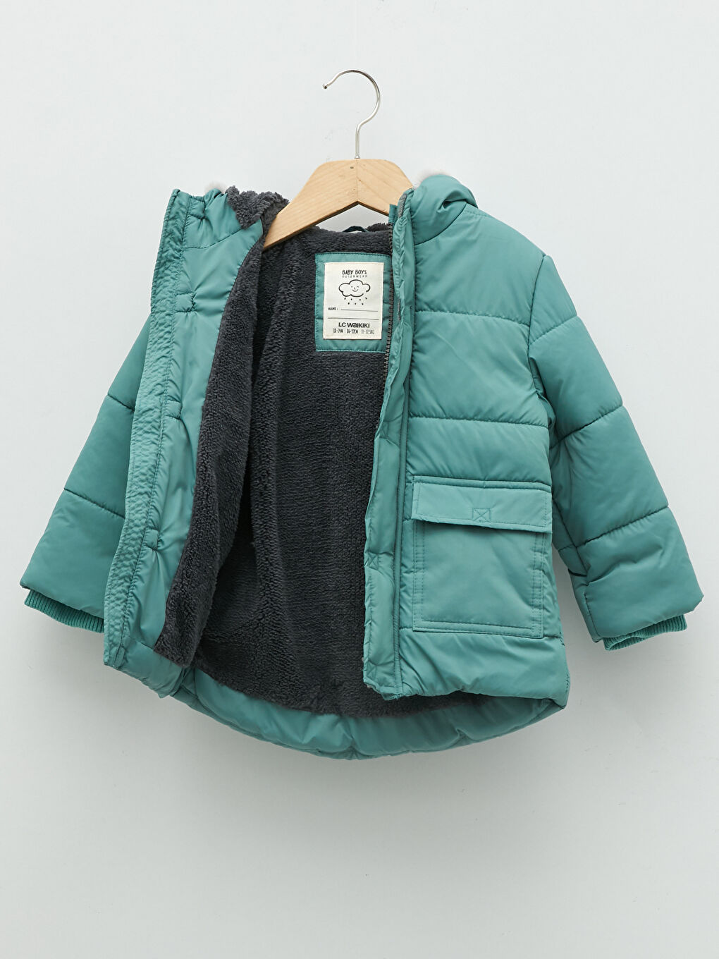 Hooded Basic Long Sleeve Baby Boy Coat-1