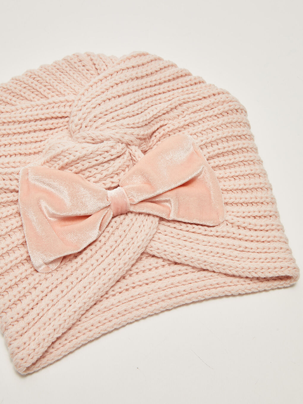 Knot Detailed Baby Girl Tricot Beret-1