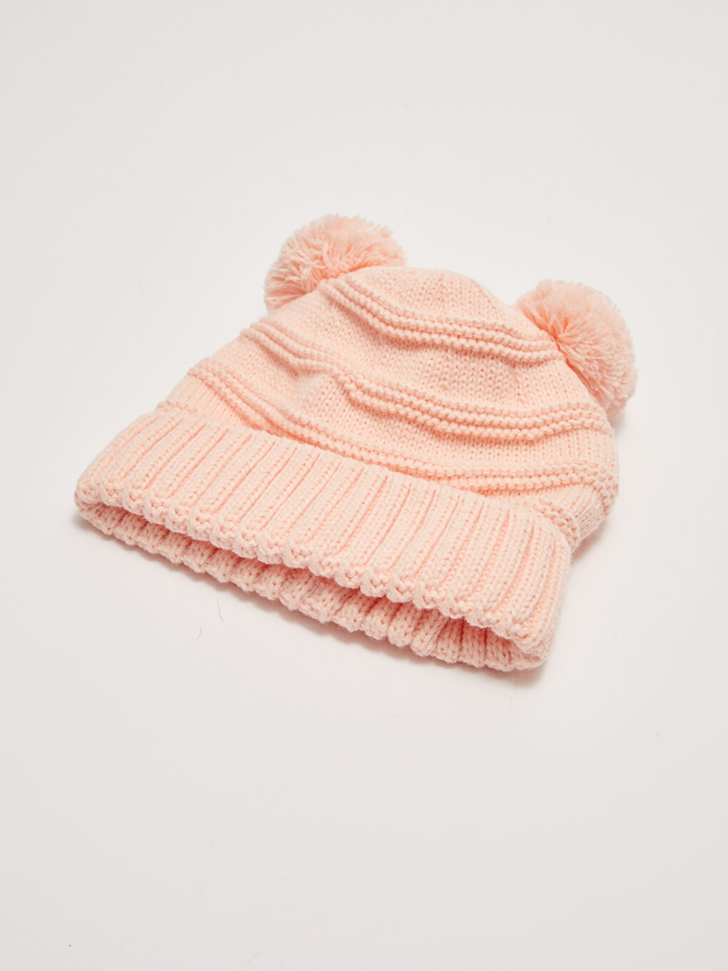 Pompom Detailed Baby Girl Knitwear Beanie-1