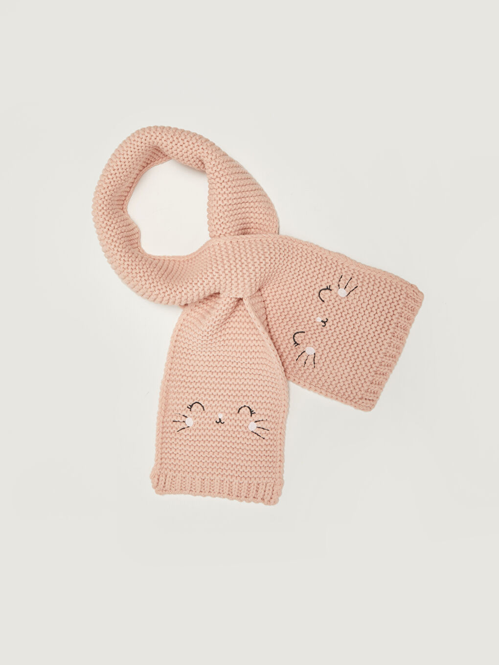 Embroidery Detailed Baby Girl Knitwear Scarf