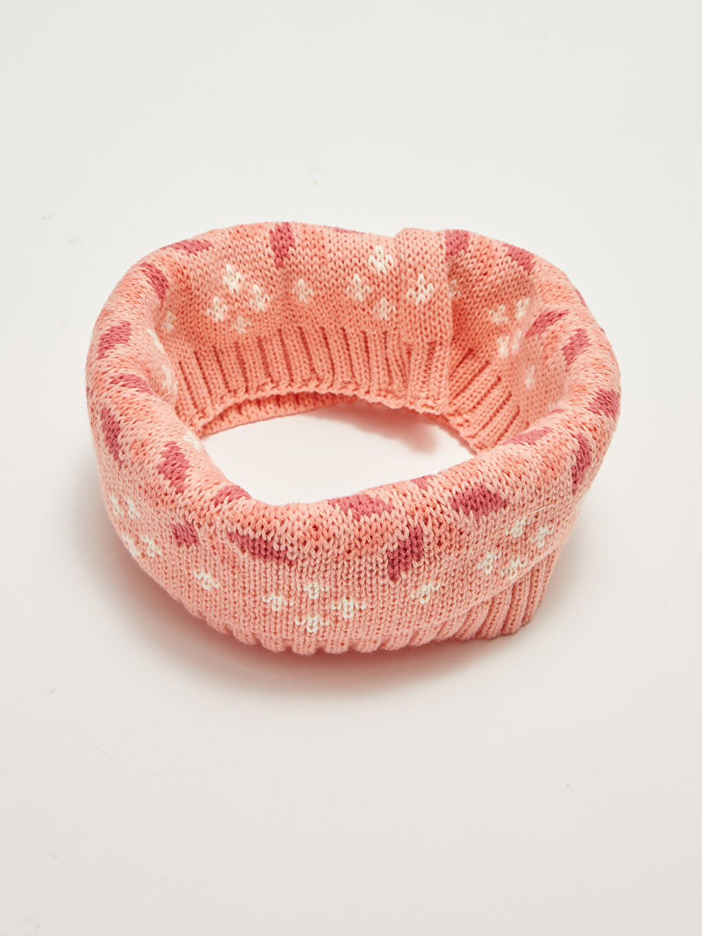 Patterned Baby Girl Knitwear Scarf, Beanie and Gloves 3-Piece Set-1