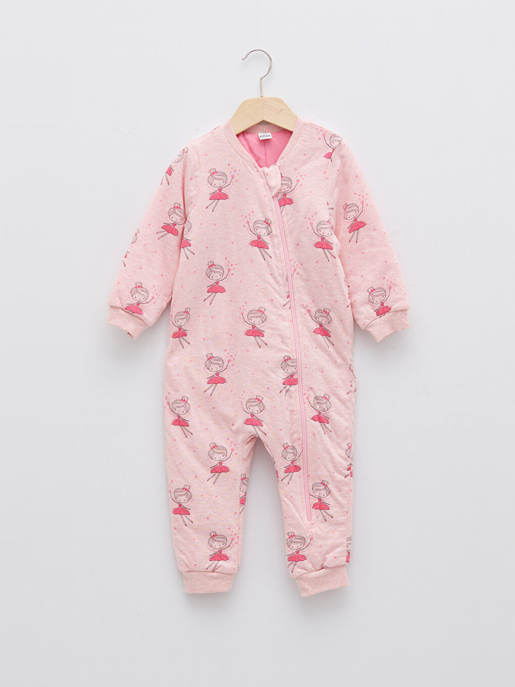 LCW baby Bisiklet Yaka Uzun Kollu Baskılı Kız Bebek Fermuarlı Uyku Tulumu -W13690Z1-LT4
