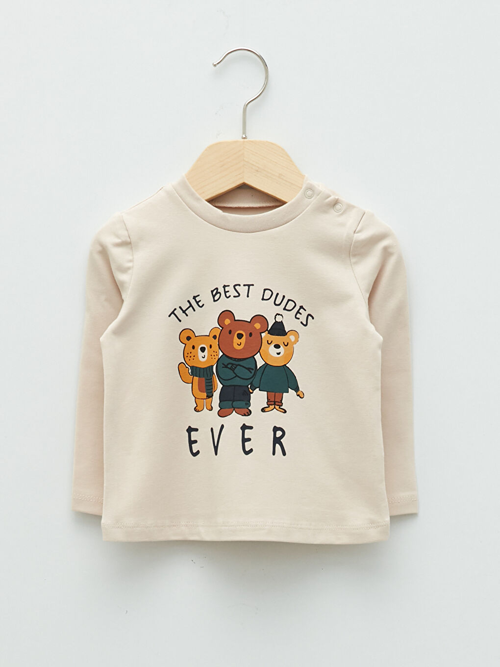 Crew Neck Long Sleeve Printed Cotton Baby Boy T-shirt