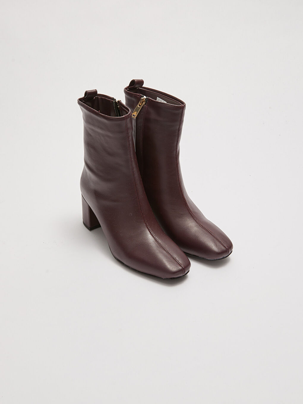 LCW STEPS Women's Leather Look Zippered Heeled Boots -W13763Z8-JKT