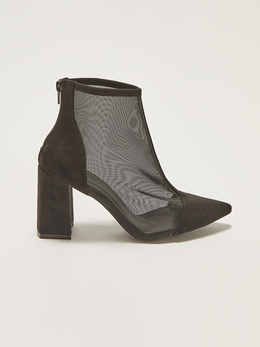 Bottes à Talon Détail Mesh à Fermeture Éclair pour Femmes-1