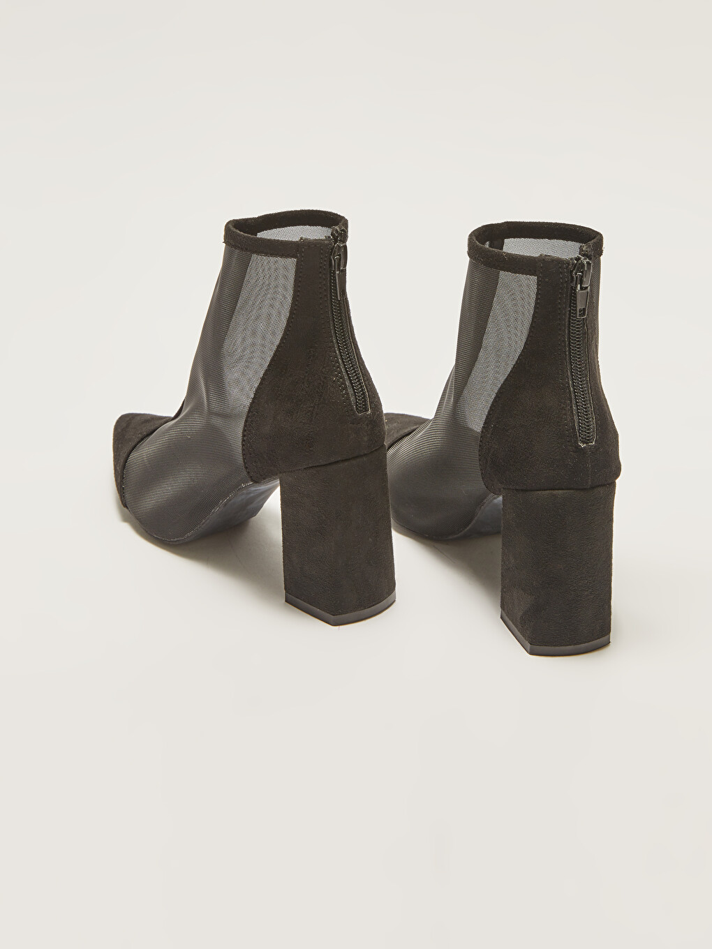 Bottes à Talon Détail Mesh à Fermeture Éclair pour Femmes-3