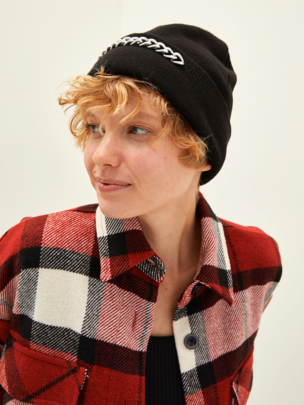 Chain Detailed Women's Tricot Beret-1