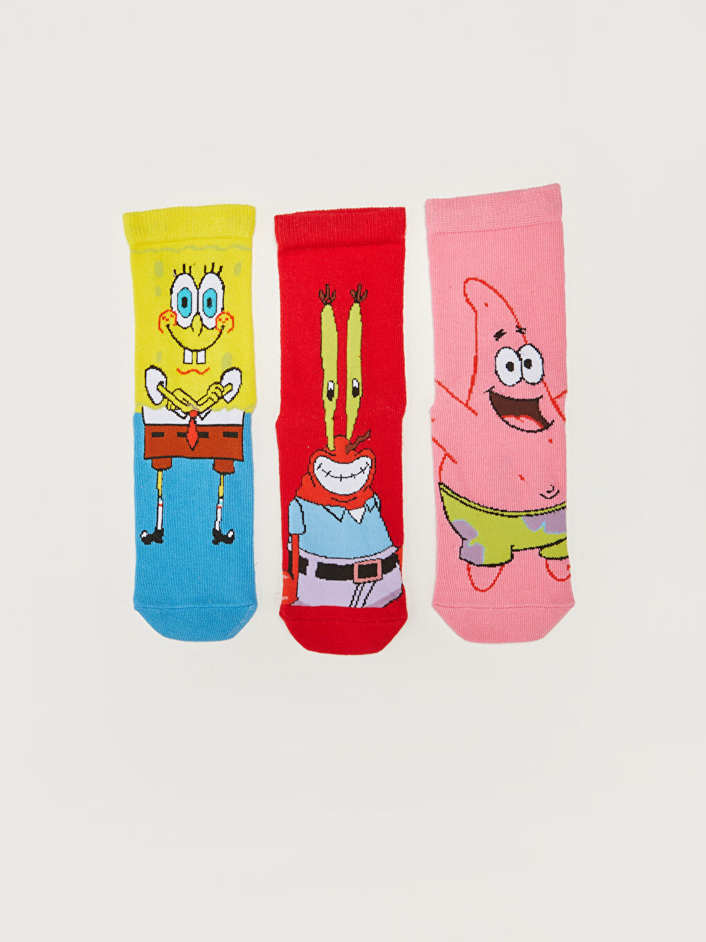 Karışık Sünger Bob Desenli Erkek Çocuk Soket Çorap 3'lü-1