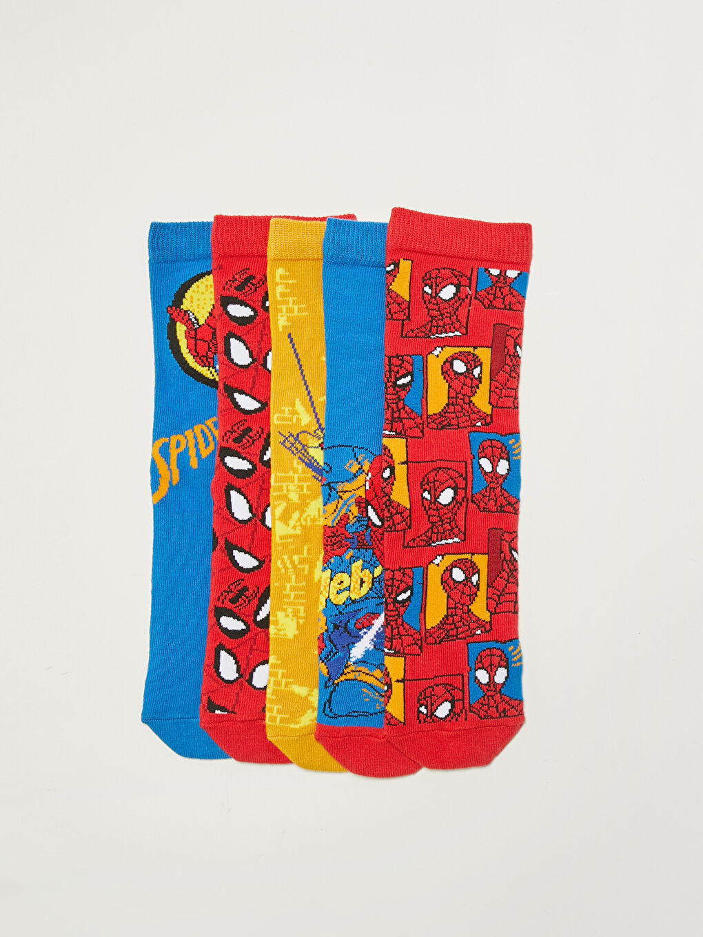 Karışık Spider-Man Desenli Erkek Çocuk Soket Çorap 5'li-1