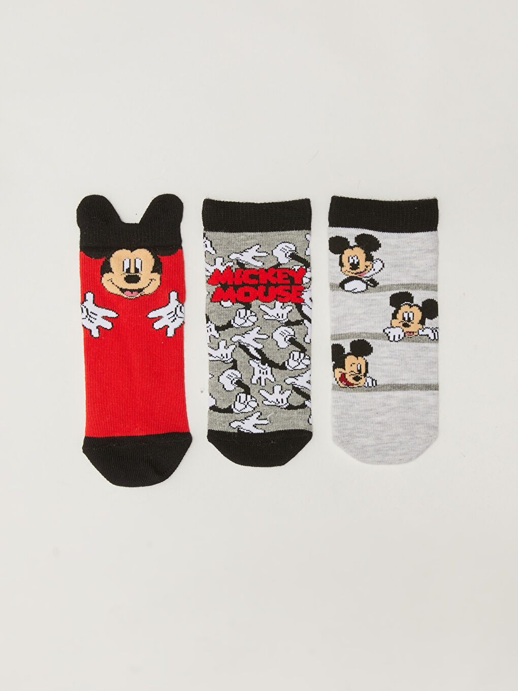 Носки для мальчиков с принтом Микки Маус, комплект из 3-х штук-1