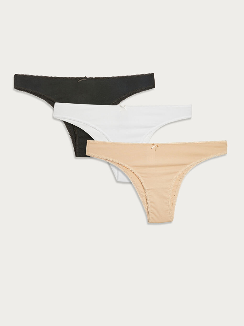 Beyaz Fiyonk Detaylı Kadın Brazilian Külot 3'lü