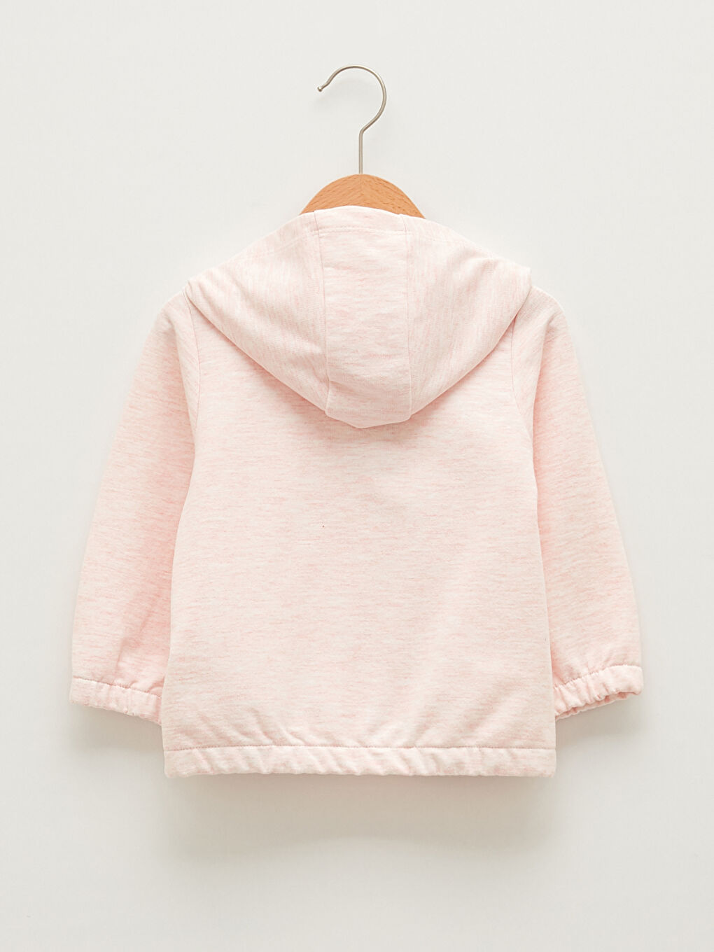 Pembe Kapüşonlu Uzun Kollu Basic Kız Bebek Fermuarlı Sweatshirt-1