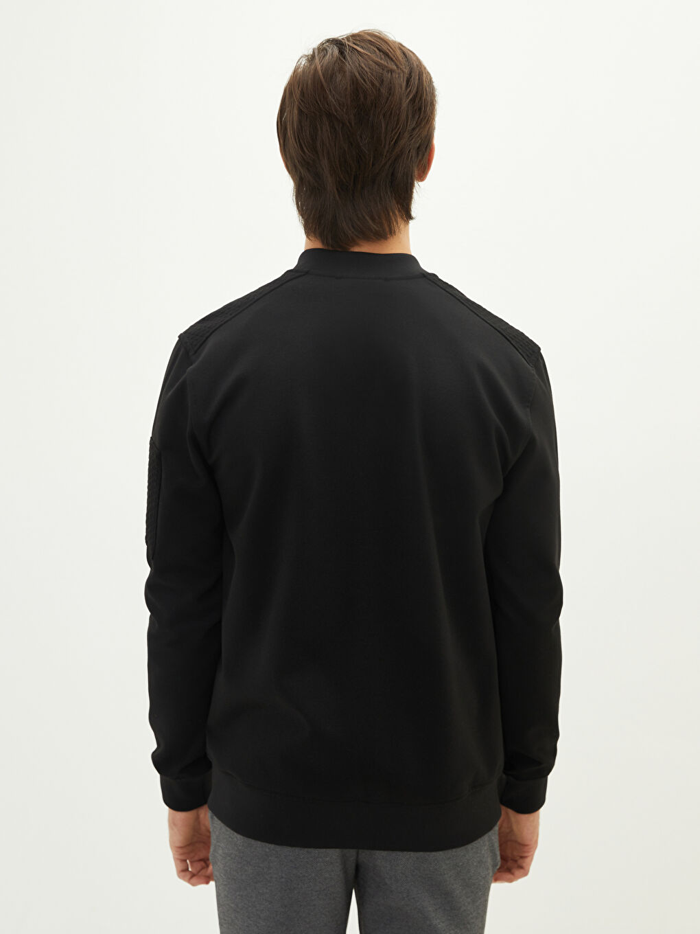 Slim Fit College Neck Men's Bomber Cardigan -W13866Z8-CVL