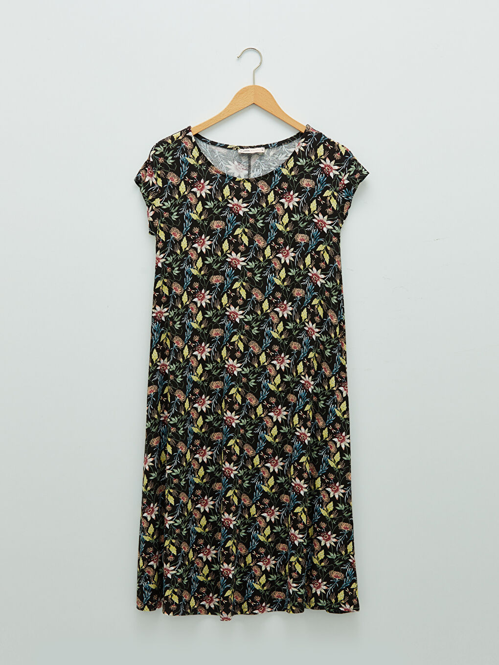 Crew Neck Floral A-Line Short Sleeve Women's Dress-5