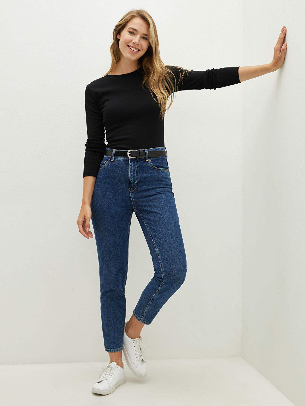 Футболка з круглим вирізом, звичайною посадкою, довгим рукавом, для жінок, з бавовни-4