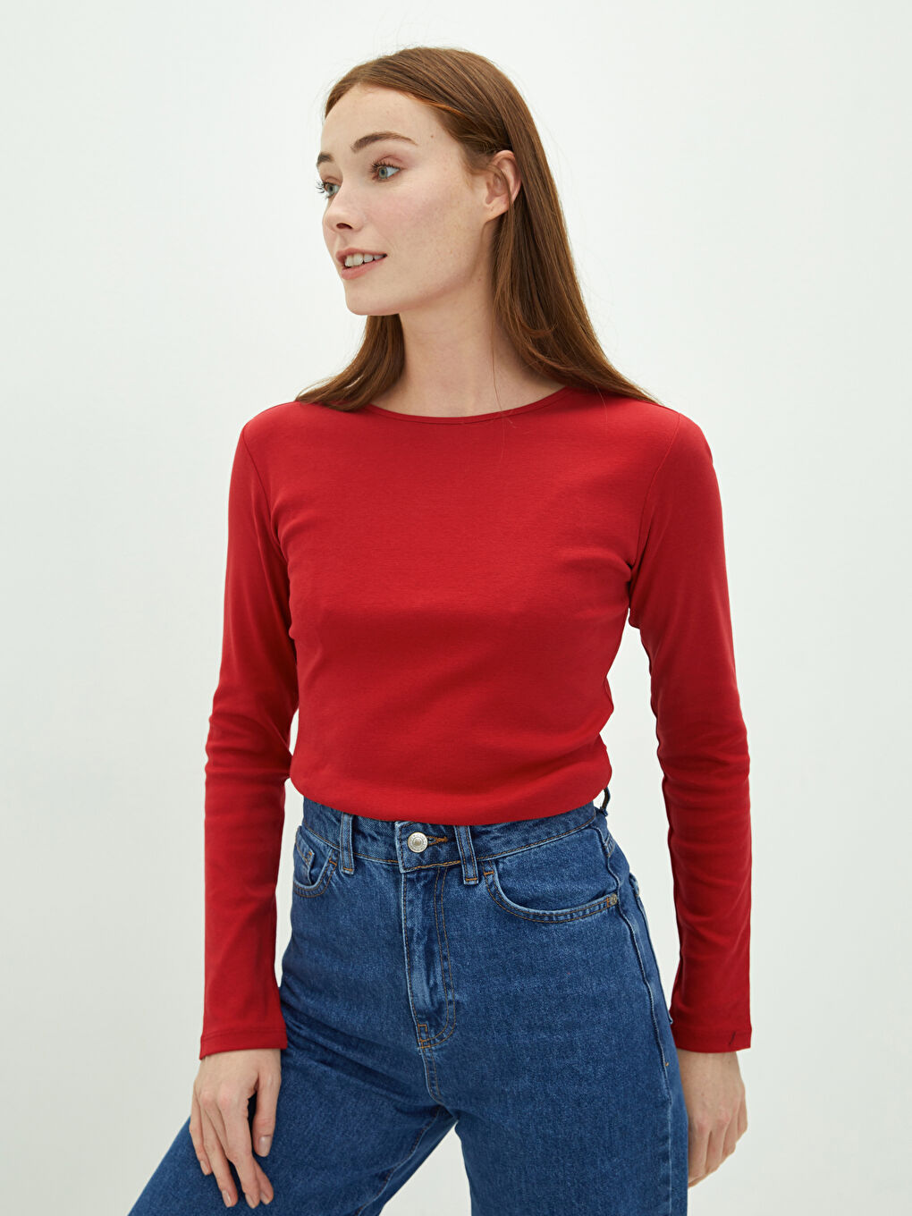 T-shirt Γυναικείο Βαμβακερό Μακρυμάνικο με Στρογγυλή Λαιμόκοψη και Κανονική Εφαρμογή-1