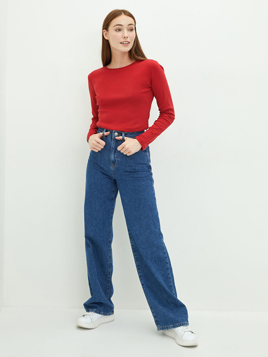 T-shirt Γυναικείο Βαμβακερό Μακρυμάνικο με Στρογγυλή Λαιμόκοψη και Κανονική Εφαρμογή-2