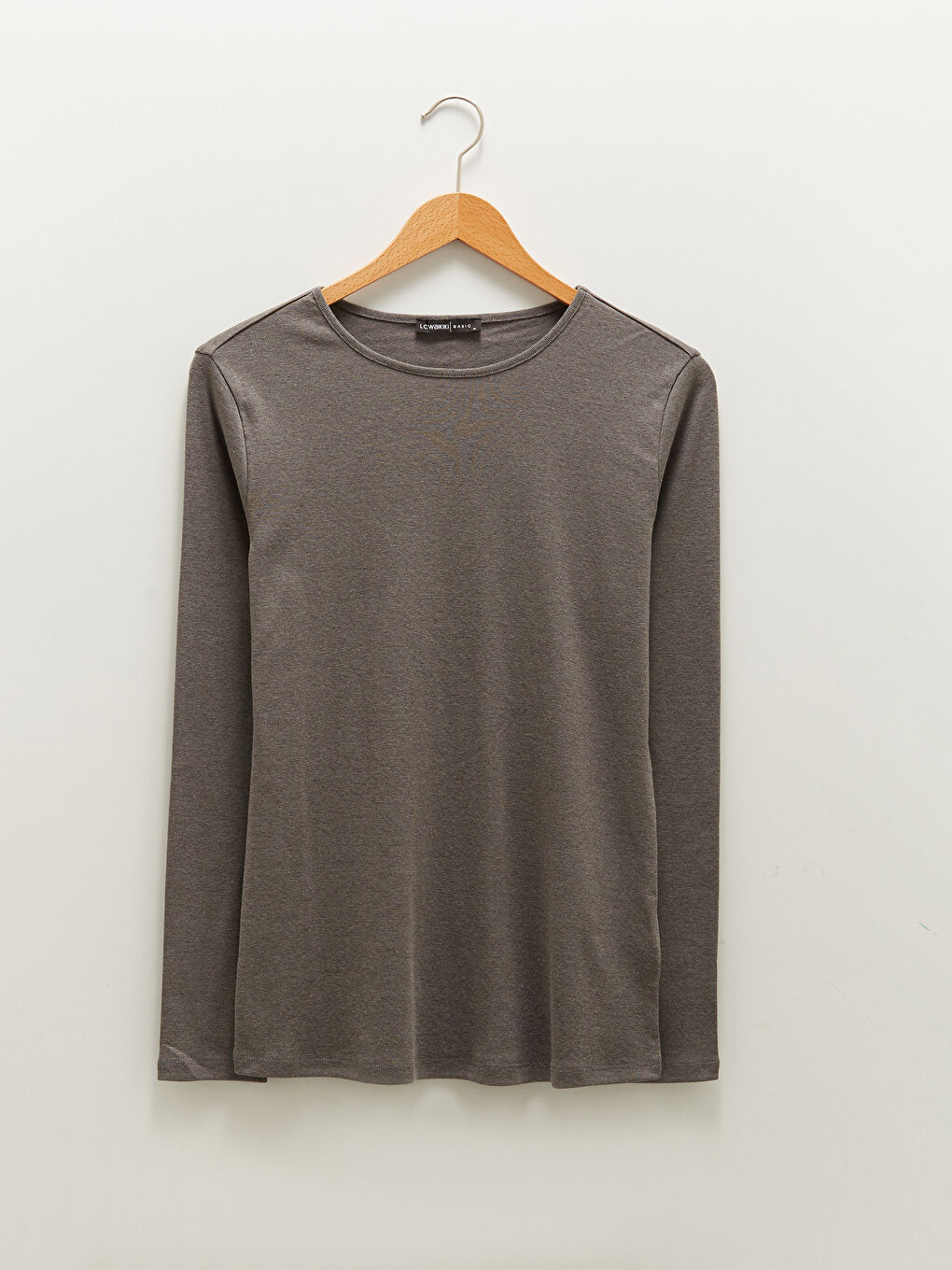 Crew Neck Plain Long Sleeve Women's T-Shirt-5